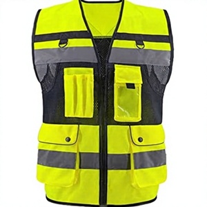 Gilet de sécurité réfléchissant unisexe haute visibilité avec poches et fermeture éclair, respirant, combinaison haute visibilité, gilet réfléchissant - Product Image 1