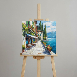 Peinture à l'huile <span class=keywords><strong>Bellagio</strong></span> Lac de <span class=keywords><strong>Como</strong></span>, paysage urbain, art impasto, paysage italien - Product Image 5