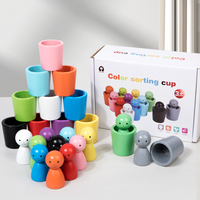 Juguete de Madera para Niños, 12 Copas Pequeñas para Clasificar por Color, Juego de Coordinación Mano-Ojo y Cognición de Colores