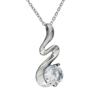 Collar con colgante de diamante en forma de lágrima para mujer, corte brillante redondo, acero inoxidable, joyería de regalo, cadena de 55cm - Product Image 1