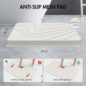 Tapis de bain en diatomite moderne et écologique, design personnalisé, à séchage rapide, motif géométrique, fabriqué à la machine pour salle de bain - Product Image 2