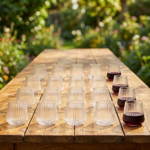 Atacado: 20 Copos de Vinho Reutilizáveis de PET, 400ml, Transparentes, com Relevo, Inquebráveis, Seguros para Congelador, para Uso Externo, Festas e Piqueniques - Product Image 1