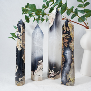 Torre de punta de cristal de ágata volcánica grande, piedras curativas naturales, torre de ágata volcánica, Obelisco, artesanías de cristal - Product Image 1