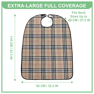 Tablier à bavette personnalisé à carreaux pour adulte, imperméable, protège-vêtements pour personnes âgées, pour les soins aux patients en maison de retraite, lavable - Product Image 3