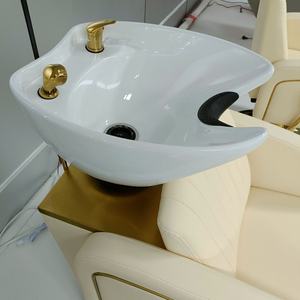 Chaise de lavage de cheveux de salon de coiffure de haute qualité, personnalisable en couleur, avec bol noir/blanc, fournie par l'usine - Product Image 2