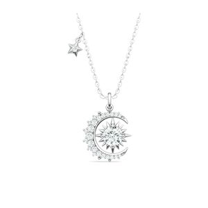 <span class=keywords><strong>Collana</strong></span> di Gran Successo <span class=keywords><strong>con</strong></span> Ciondolo in Argento Sterling S925, Stelle e Luna <span class=keywords><strong>con</strong></span> Moissanite VVS e Catena a Croce, Gioielli di Moda - Product Image 1