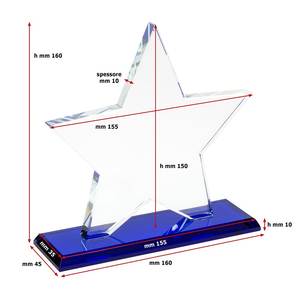 Trofeo Stella di Cristallo con Base Blu 160X160X10 mm per Premi e Riconoscimenti - Product Image 2