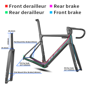 Cuadro de <span class=keywords><strong>Bicicleta</strong></span> de Carretera BXT Road-275, Cuadro de Carbono para Frenos de Disco con Manillar, Pieza de Ciclismo Ultraligera, Tallas XXXS/XXS/XS/S - Product Image 5