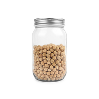 Bocaux en verre Mason ronds à parois lisses de 460 ml, 500 ml, 14 oz, 16 oz, vides, pour huile de coco, miel, fleurs - Vente en gros