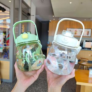 Cross Border Outdoor Sports Cold Drink Cup Large Belly Double Spout Straw Student Travel Gift Ecommerce Strap - Product Image 3
