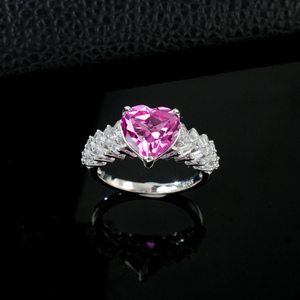 Anillo de Plata de Ley S925 con Zafiro Padparadscha Creado en Laboratorio - Product Image 2
