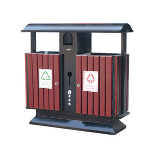 Ngoài trời Gỗ kép Thùng rác Thùng rác có thể bên ngoài công viên đường phố đôi phân loại chất thải <span class=keywords><strong>bin</strong></span> công cộng thương mại tái chế Thùng rác - Product Image 1