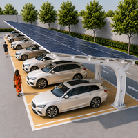 Stock UE Système de carport solaire 10KW étanche en aluminium, structure de carport photovoltaïque à montage au sol, supports de carport solaire pour stationnement