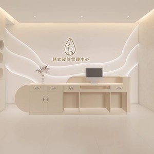 Kích thước tùy chỉnh Thẩm mỹ viện sang trọng hiện đại trắng bằng gỗ tiếp tân truy cập với đèn LED - Product Image 4