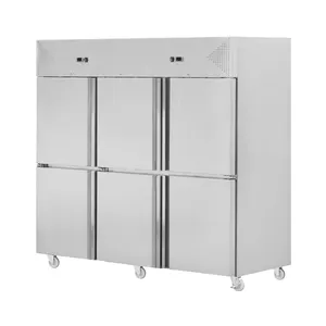 China Made Stainless Steel 6 Doors Dual Temperature Freezer Commercial Upright Kitchen Refrigerator Custom Freezer