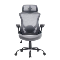 JR RACING JRMC-38 Chaise de bureau exécutive à dossier haut, gris foncé, design ergonomique en maille, appui-tête réglable, contemporaine