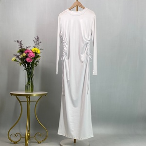Big Sale Solid Color Abaya <b>Slip</b> Dress with Side Adjustable Strings Long Sleeve for Muslim <b>Women</b> (6736) - Product Image 5