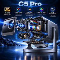 Nouveau projecteur laser triple 4K C5 Pro 2026, 4000 lumens ISO, laser RGB, home cinéma, zoom optique 1,3x