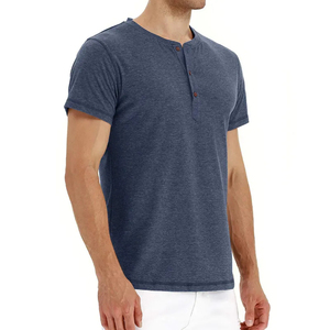 Wholesale <strong>Men's</strong> Casual Slim Fit <strong>Navy</strong> Blue Short Sleeve T-<strong>Shirts</strong> <strong>Henley</strong> <strong>Shirts</strong> With Three Buttons