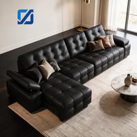 Modernes Echtleder-Elektrosofa Verwandelbares Ausziehbares Weiches Ferngesteuertes Relaxsofa Multifunktionales Wohnzimmer-Sofa