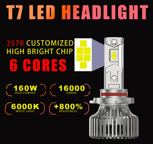 T7 160W 16000LM 3570ชิพสามท่อทองแดง9012 9005 9006 H7 H4 H11โลโก้เลเซอร์ที่แข็งแกร่งไดรเวอร์สำหรับรถยนต์ - Product Image 2