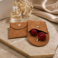 Pochette à bijoux en microfibre suédée de qualité supérieure ZXF 4 pouces x 4 pouces avec boîte et carte intérieure