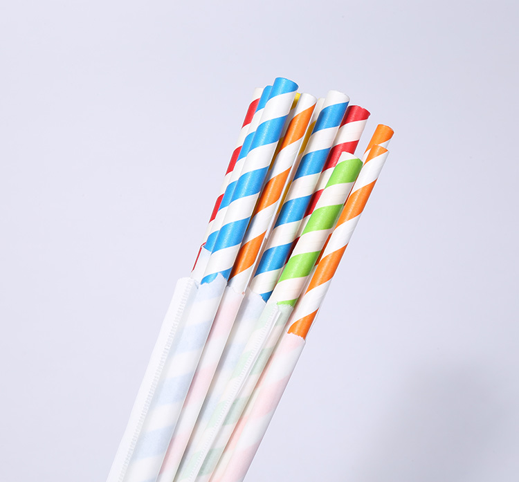 6mm Individual Stripped Biodegradable Paper Drinking Straws