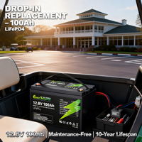 Baterai LiFePO4 12.8V 12V 100Ah Deep Cycle Pengganti untuk Aki Timbal Asam Surya RV Kelautan