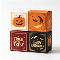 Lot de 4 boîtes cadeaux personnalisées pour Halloween, expédition rapide en 72h, boîte à friandises en carton blanc recyclable pour fêtes