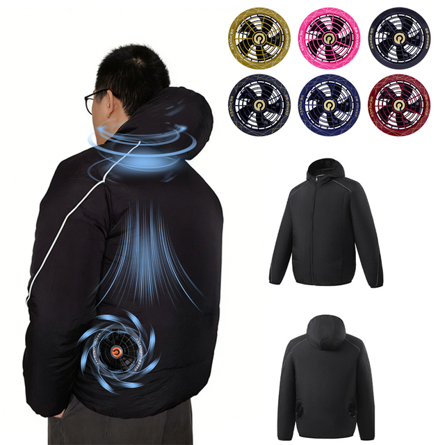 Fast Cooling 2 MOQ Air Conditioner Built-in Pocket Jacket Reflective Strips Workwear Fan Cooling Jacket With Brushless Motor Fan