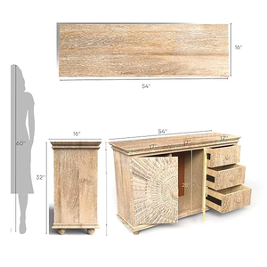 Buffet contemporain pleine grandeur avec sculptures Sunburst, construction solide, design élégant, finition durable - Product Image 6