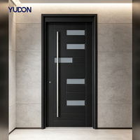 Porte d'entrée en aluminium et verre YUDON DOOR avec serrure intelligente, antirouille, antivol, ignifuge, pour villas côtières