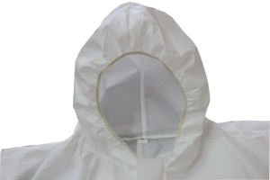Combinaison de protection jetable classique de haute qualité <span class=keywords><strong>CE</strong></span> Cat 3 Type 5/6, imperméable, respirante, blanche, à capuche, en microporeux - Product Image 3