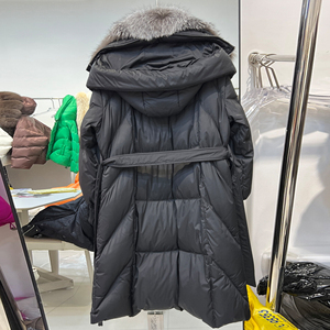 Veste <span class=keywords><strong>longue</strong></span> pour <span class=keywords><strong>femme</strong></span> de haute qualité avec col en fourrure de renard véritable, veste matelassée à capuche en duvet de canard blanc, coupe ample, grande taille, épaisse, pour l'hiver - Product Image 4