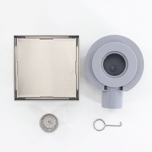 Drenaje de Ducha Oculto de Alta Calidad de 15x15 CM con Adaptador de Salida Horizontal, Negro Mate, Acero Inoxidable 304, Drenaje de Piso con Inserción para Azulejos - Product Image 6