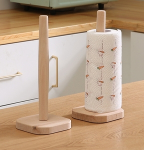 Outils d'organisation de cuisine Porte-rouleau vertical en bois Porte-serviettes en papier de cuisine écologique - Product Image 1