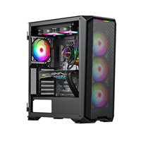 Casing PC Gaming ATX populer kabinet komputer menara menengah baja dengan desain jala Casing Aloi aluminium