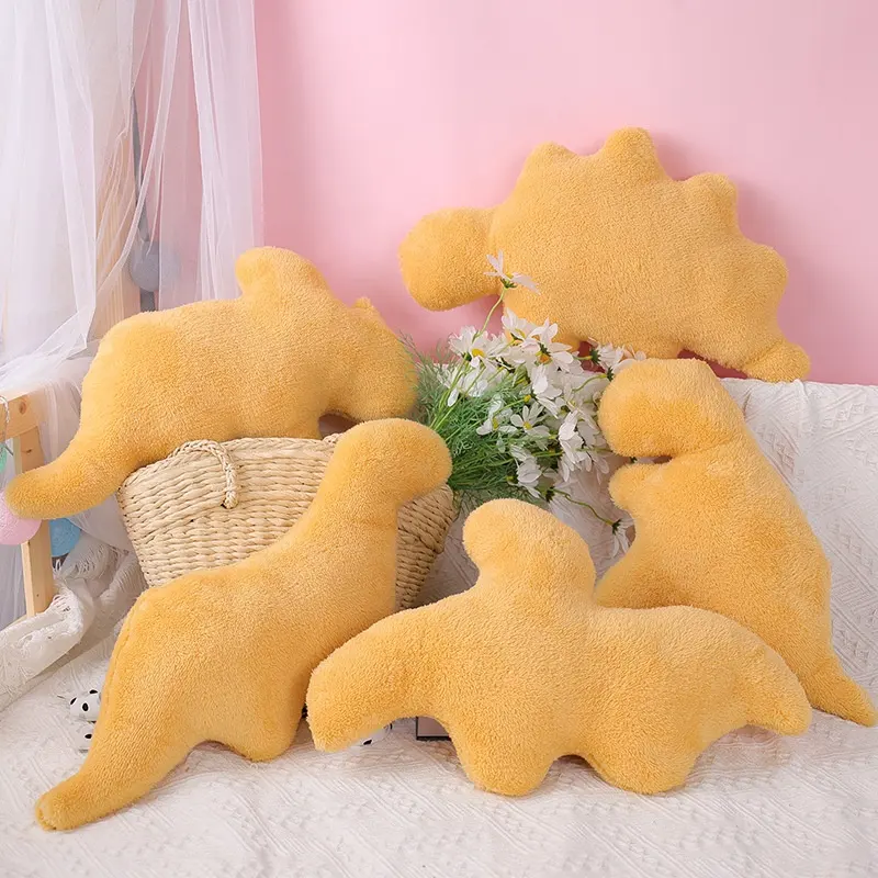 New Large/Small Size Dino Chicken Nugget Soft Plush Toys Kawaii Stuffed Animal Dinosaur Dolls Throw Pillows For Girls Kids Gifts