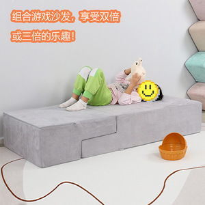 Children's Foam Step <b>Sofa</b> Modular Design For <b>Kids</b> Playroom 3 Years And Above Gray Color Option - Product Image 4