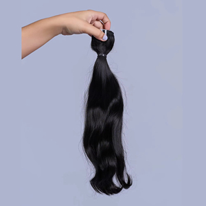 Extensions de cheveux naturels indiens Remy noirs, tissage machine, lisses, qualité supérieure pour coiffure et beauté - Product Image 1