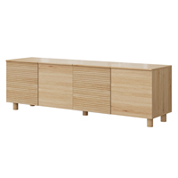 Table basse en bois avec détails ondulés naturels, multi-rangements, table à cocktails avec compartiment latéral ouvert pour le salon