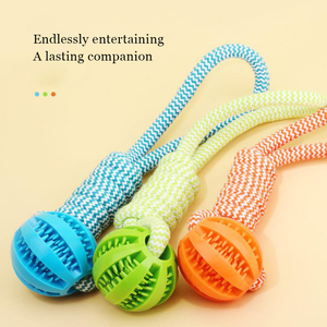 Durable Braided Rope and <b>Rubber</b> Ball Pet Chew Toys for Teething Puppies Plush Gift for Cats for Playing - Product Image 3