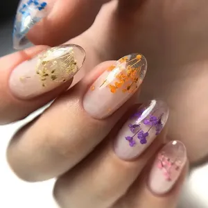 Esmalte de Uñas en Gel con Flores Secas Rosadas MEET ACROSS 5ml, Gel de Arte de Uñas con Flores Naturales, Barniz de Uñas UV LED Removible - Product Image 4
