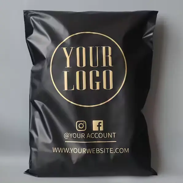حقائب إرسال مع شعار مخصص بلاستيكية قابلة للتحلل صديقة للبيئة سوداء اللون
