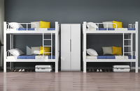 Lit superposé double gain de place pour dortoirs scolaires - Conception pliable et structure compacte Lit superposé en métal Lit superposé