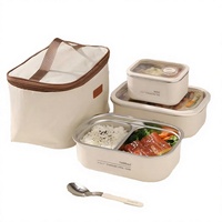 Boîte à lunch pour nouveau-né en acier inoxydable 304 de qualité alimentaire, écologique, avec couvercle en verre hygiénique, hermétique, anti-fuite, sans BPA, double compartiment
