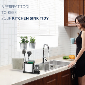 Masthome March Expo Nouveau design Organisateur d'évier bien rangé en acier inoxydable Évier <span class=keywords><strong>de</strong></span> cuisine Caddy Séchoir à serviettes - Product Image 5