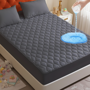 Toptan Su Geçirmez Polyester Kapitone Kalınlaştırılmış Çarşaf Alezi Nefes Alabilen Yumuşak Düz Renk Derin Cepli - Product Image 1