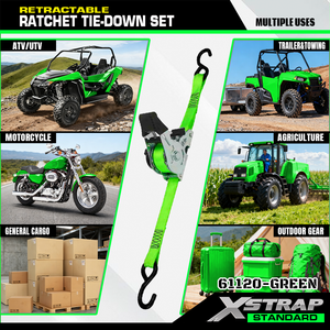 Xstrap Promotion : Sangles à cliquet rétractables de 1 pouce et 10 pieds avec crochets en S pour le contrôle de cargaison et les motos - Product Image 3