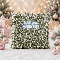 Mur de fleurs artificielles 5D de luxe en soie 8x8 pieds pour décoration de scène de mariage, vente en gros